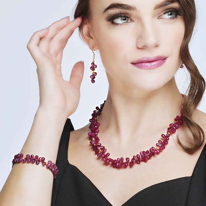 Natural Ruby Briolette Necklace